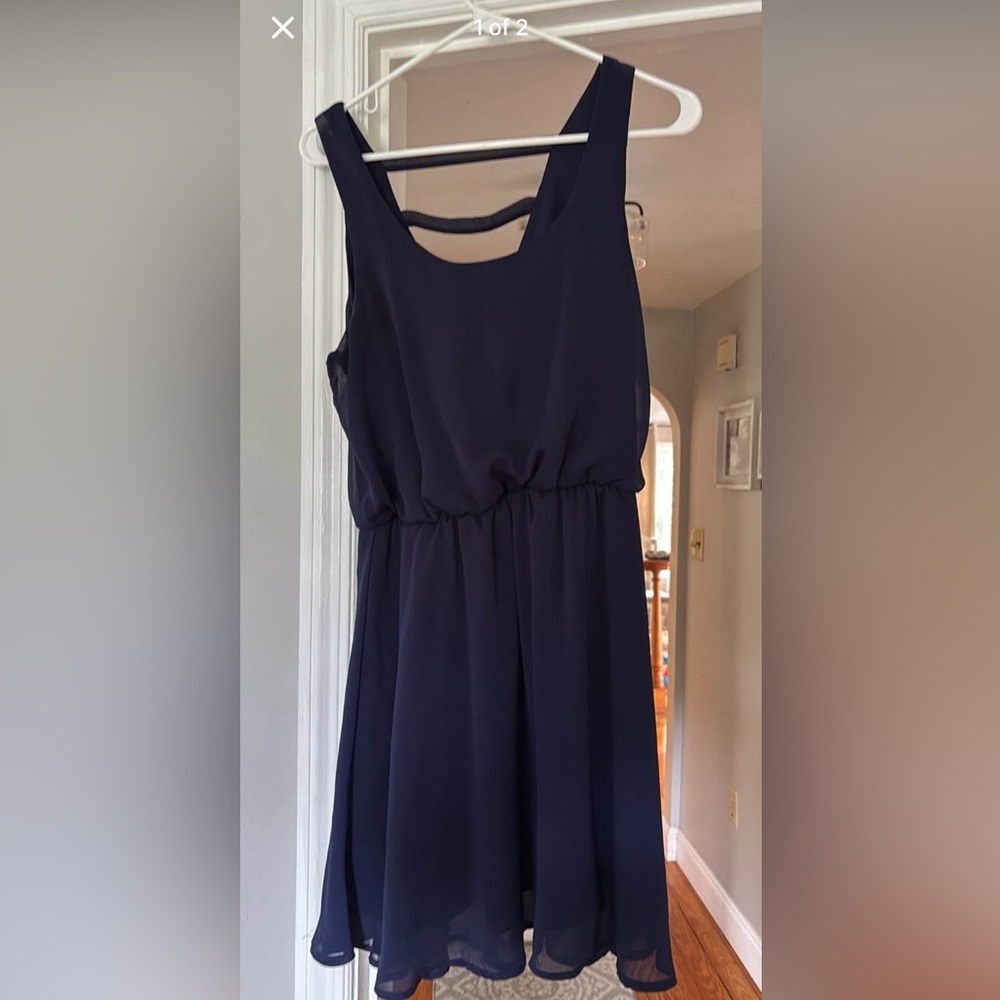 Elegant Navy Blue Sleeveless Dress-wedding guest, summer